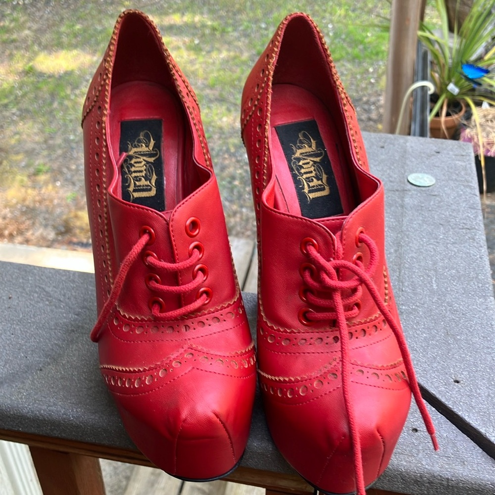 Red Leather Oxford Shoes